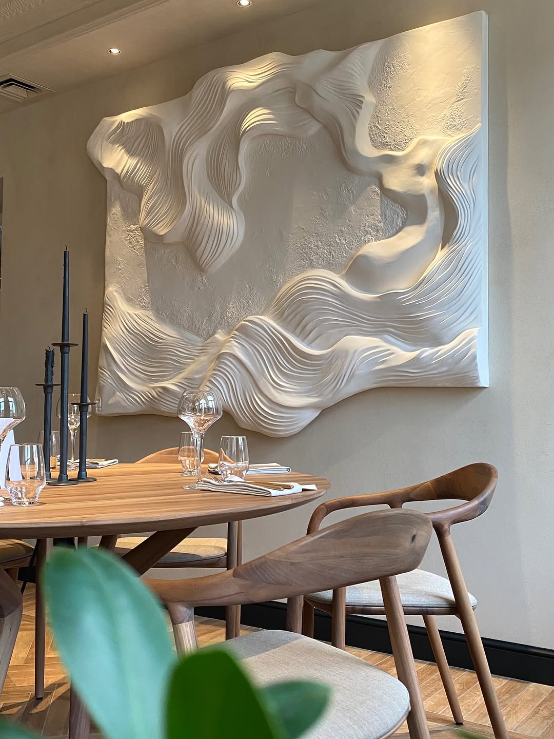 Sculpted plaster relief wall in a restaurant, Jacksonville